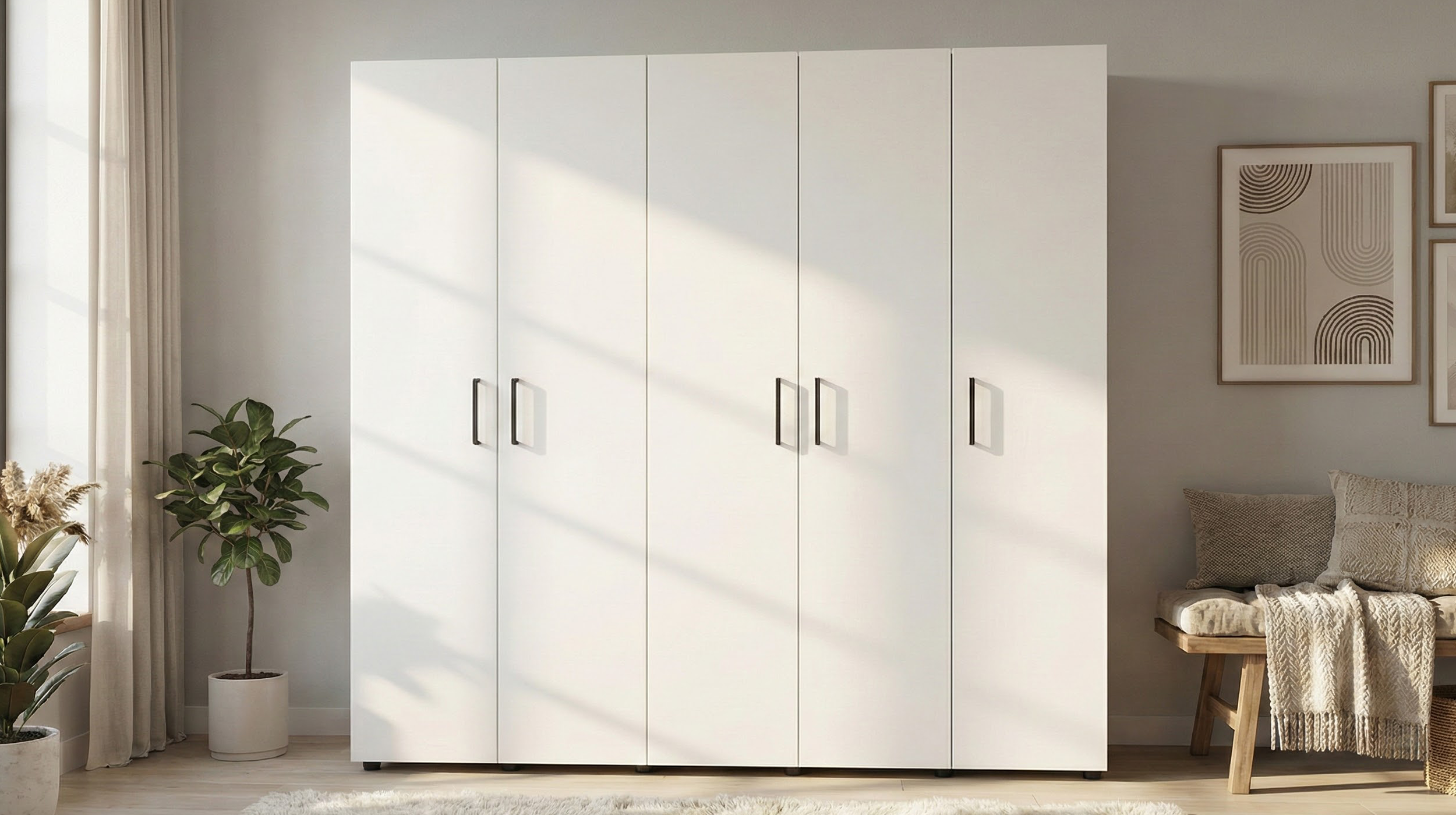 Dulap cu bara pentru umerase si rafturi Masimo Max 2, alb  2